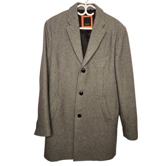 WEATHER REPORT Electric Grandpa Preppy Light Gray Wool Blend Peacoat Jacket Coat - Picture 2 of 11